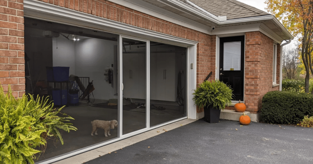 garage door with screen